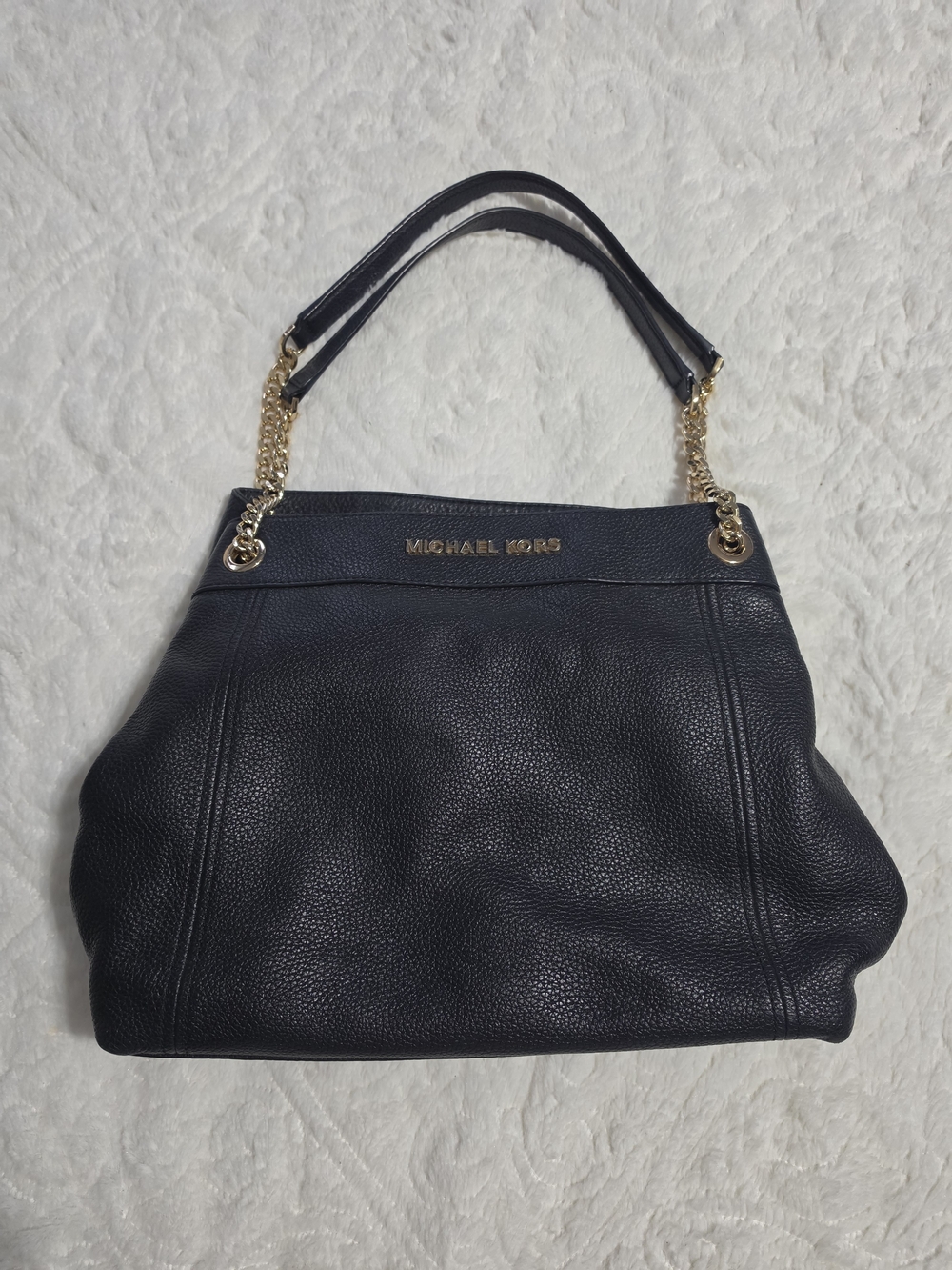 Michael Kors Black Leather Chain-Handle Tote